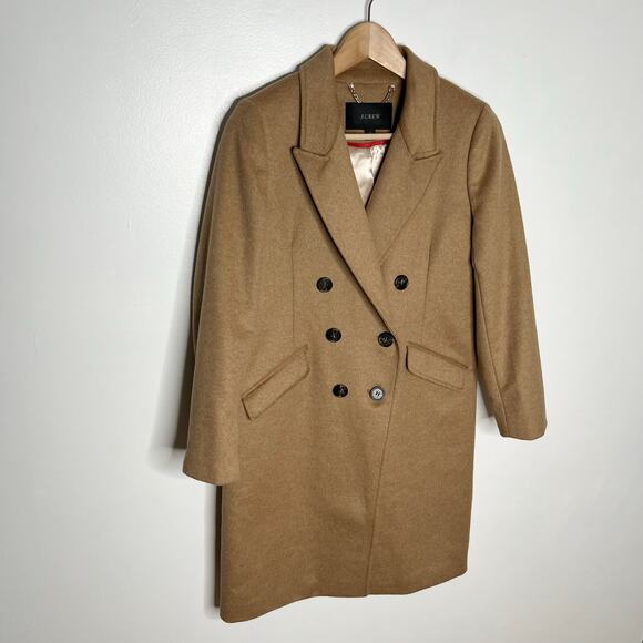 J. Crew Double Breasted Italian Wool Cashmere Coat Jacket Womens 2P Brown - Picture 4 of 13